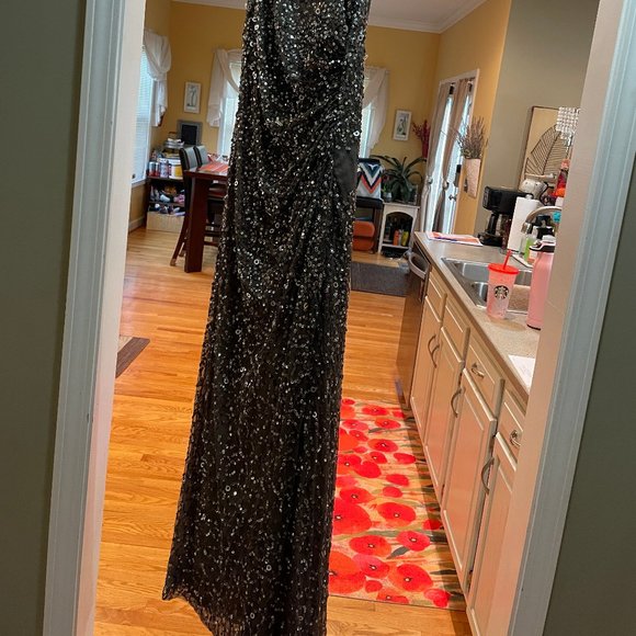 Silver sequined Maxi Dress Sz. 12/14 - Picture 2 of 8